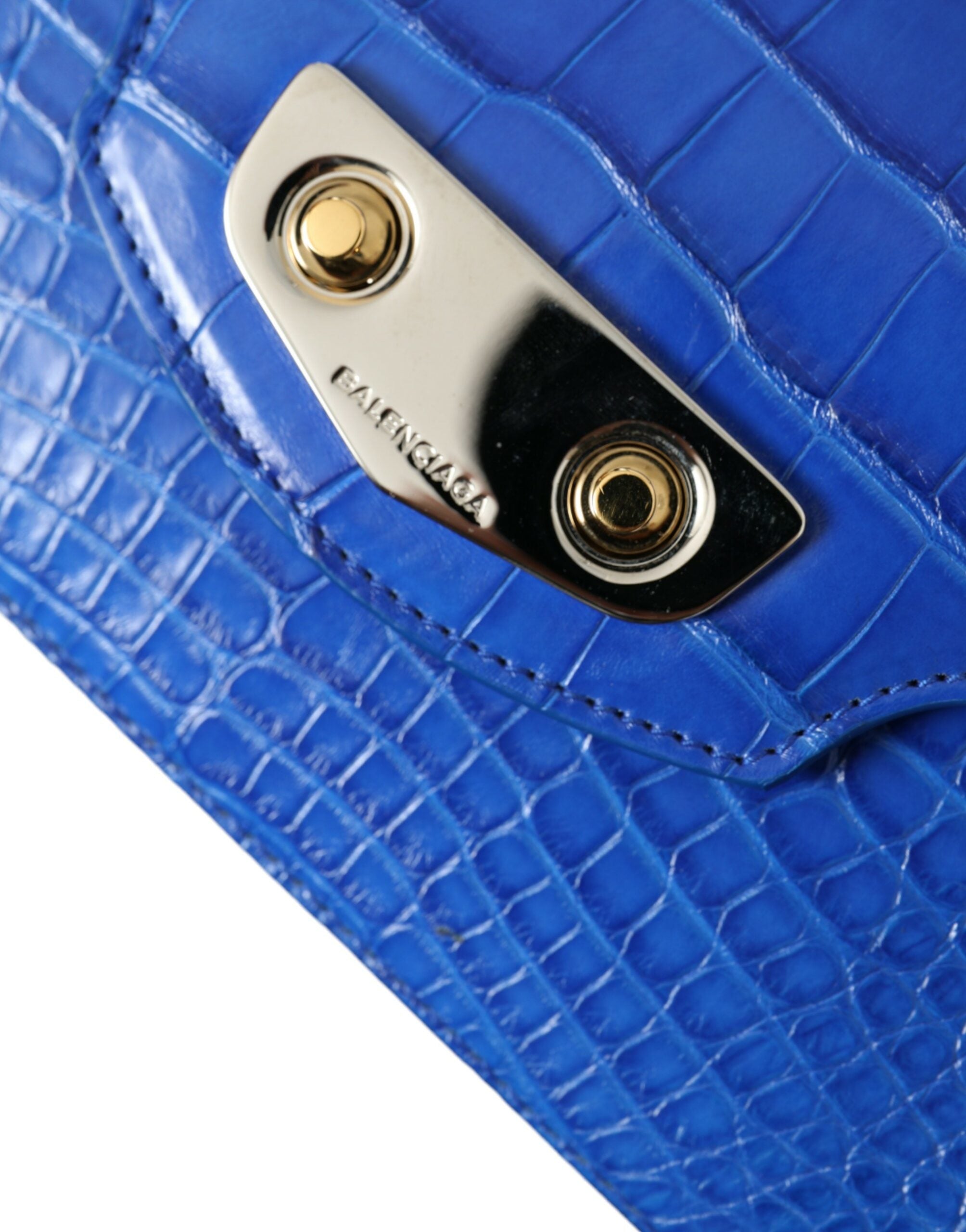 Minibolso de hombro Balenciaga de piel de caimán - Azul elegante