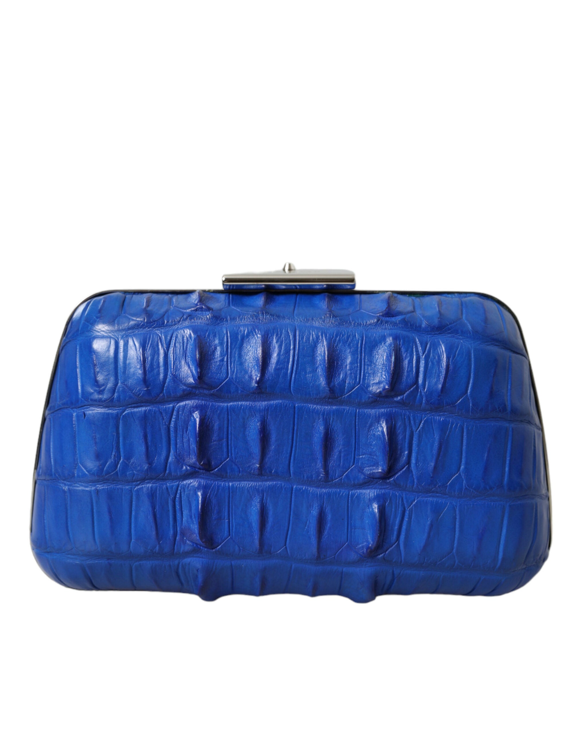 Clutch Balenciaga de piel de cocodrilo azul eléctrico