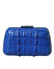 Clutch Balenciaga de piel de cocodrilo azul eléctrico