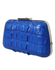 Clutch Balenciaga de piel de cocodrilo azul eléctrico