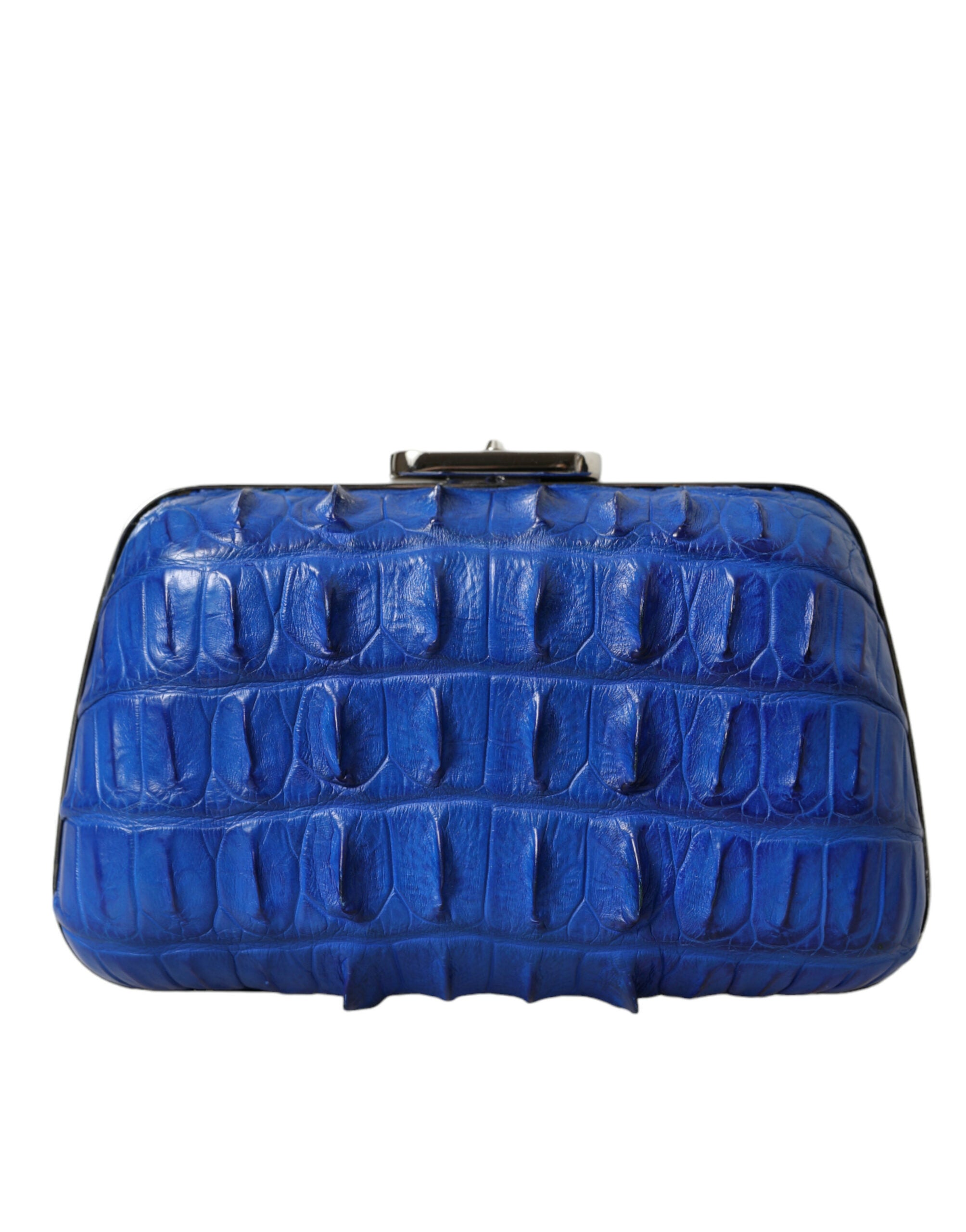 Clutch Balenciaga de piel de cocodrilo azul eléctrico