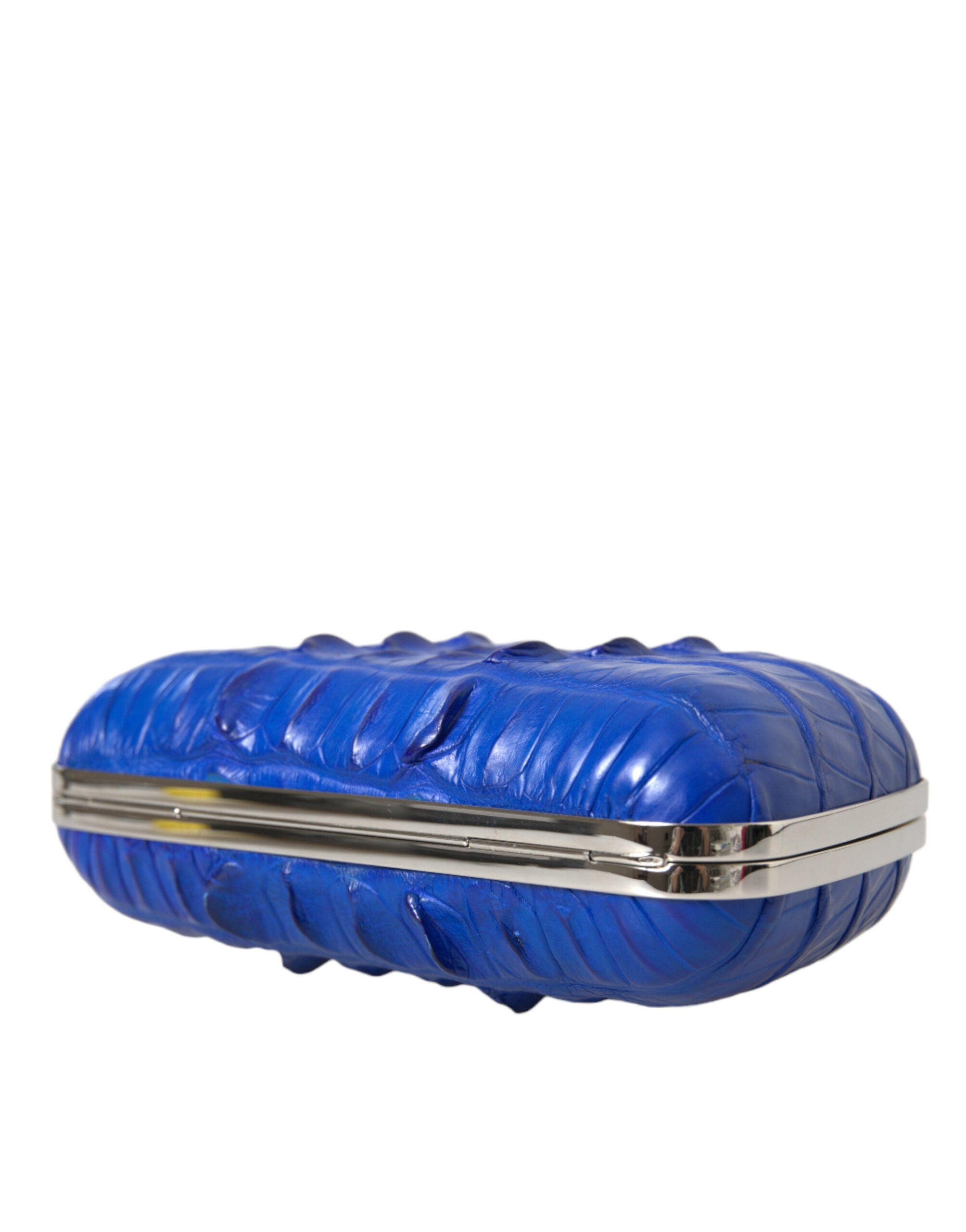 Clutch Balenciaga de piel de cocodrilo azul eléctrico