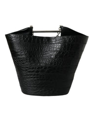 Bolso maxi tipo cubo elegante de piel de cocodrilo negra de Balenciaga