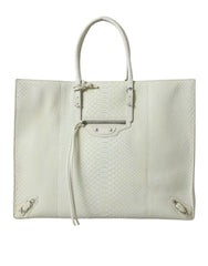 Bolso Balenciaga Chic de piel de pitón en blanco y amarillo