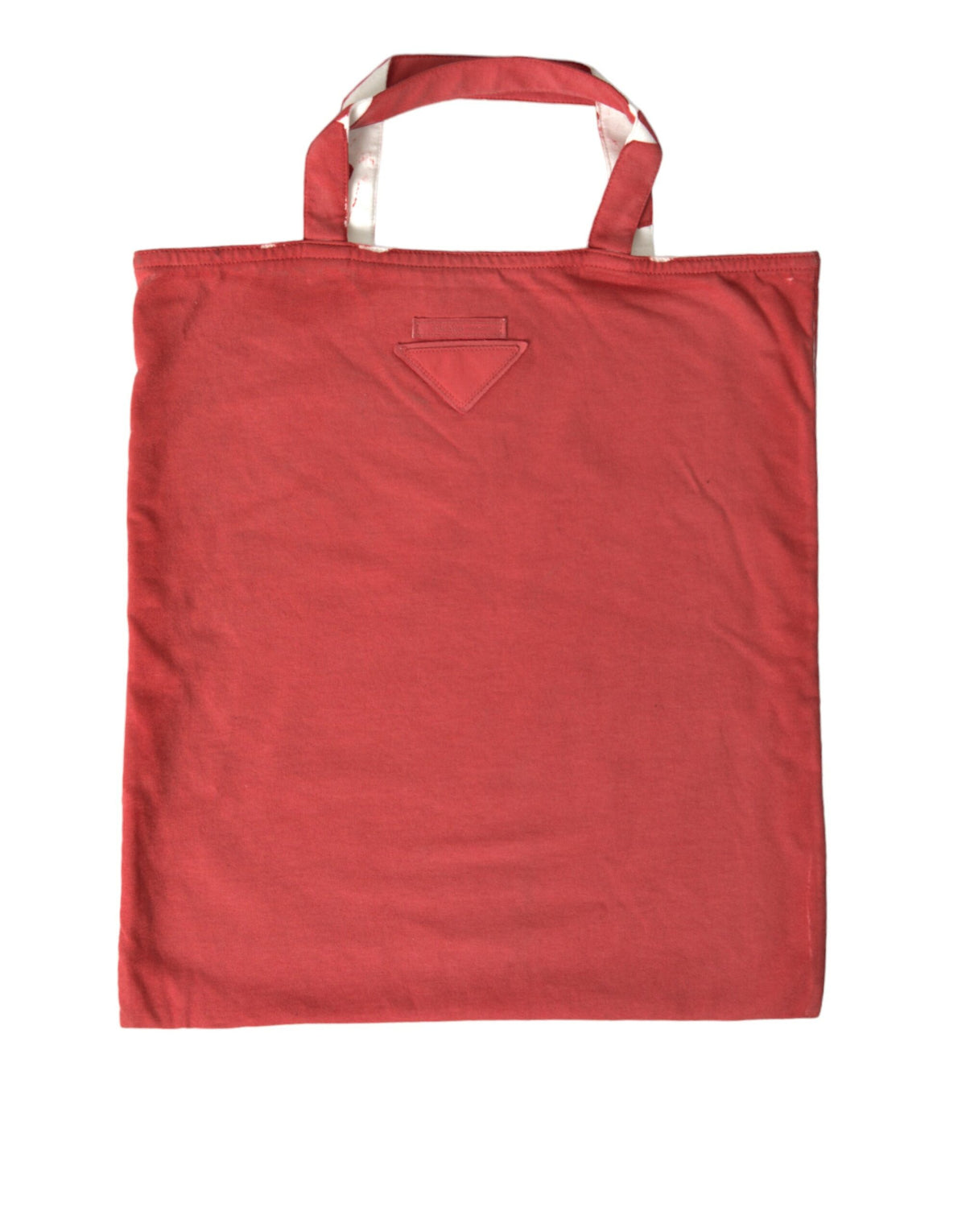 Bolso tote elegante de tela roja y blanca de Prada