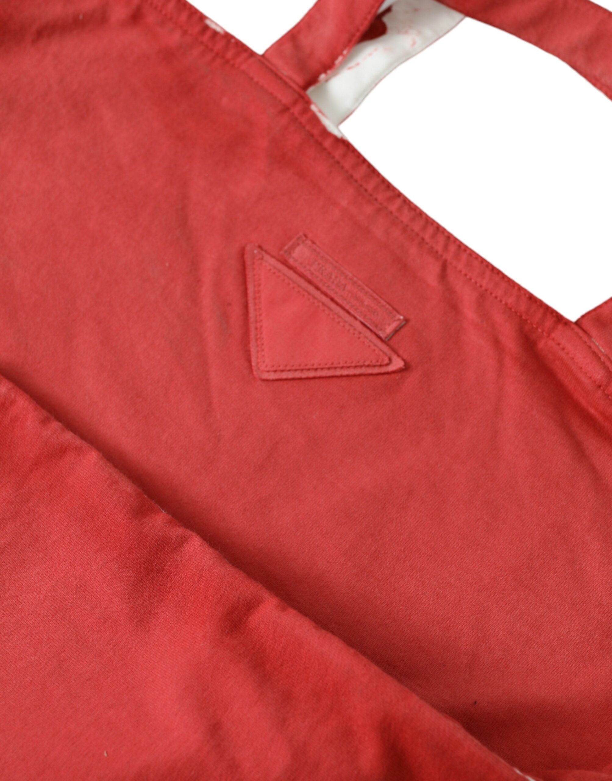 Bolso tote elegante de tela roja y blanca de Prada