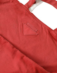 Bolso tote elegante de tela roja y blanca de Prada
