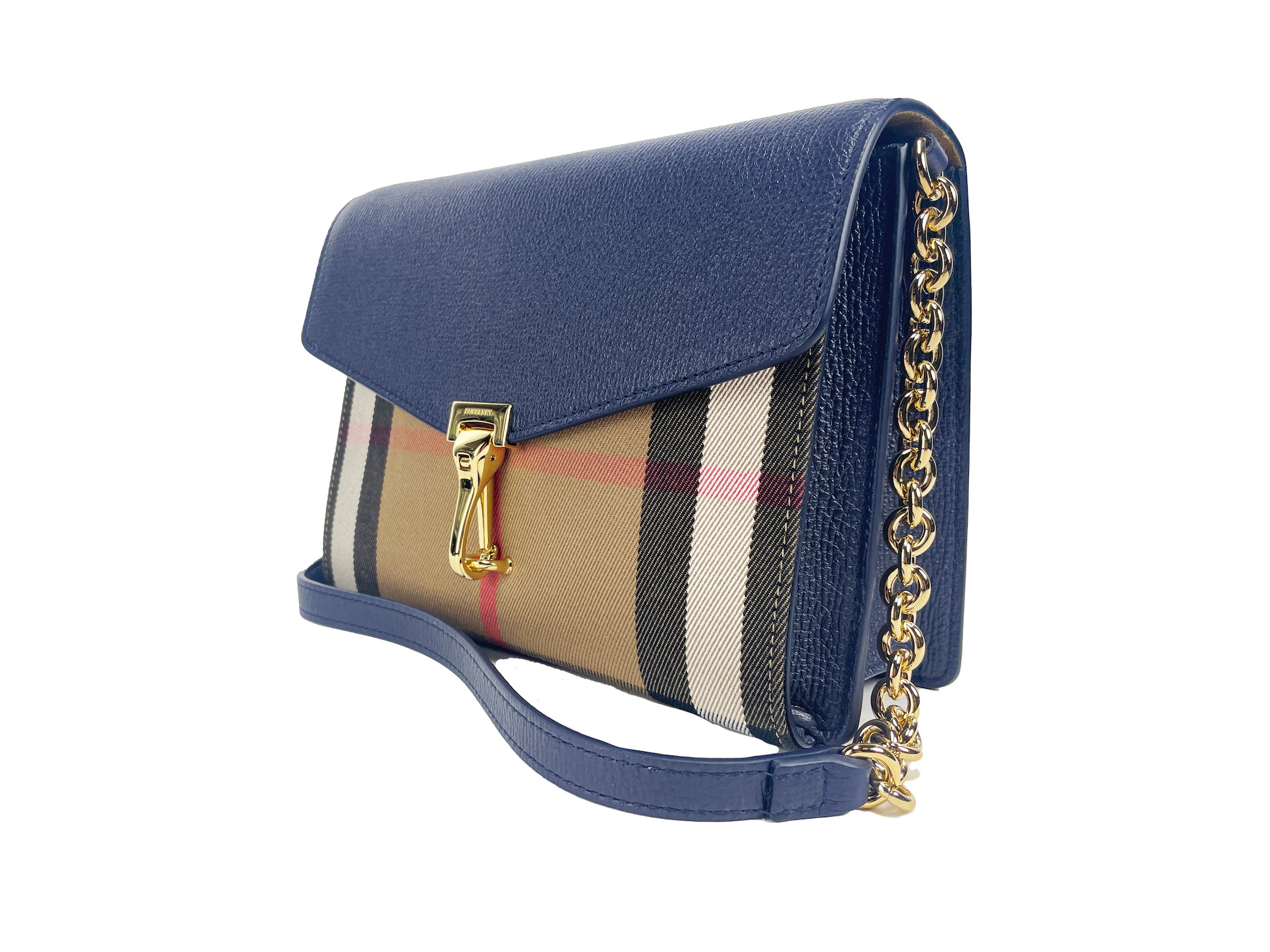 Bolso bandolera pequeño de piel con cuadros azul Regency Macken de Burberry