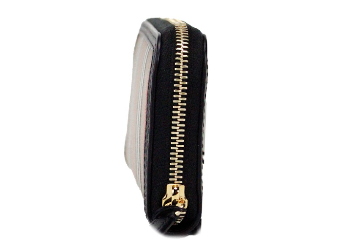 Cartera continental Burberry Ellerby de lona con rayas icónicas de cuero negro y cremallera alrededor