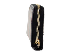 Cartera continental Burberry Ellerby de lona con rayas icónicas de cuero negro y cremallera alrededor