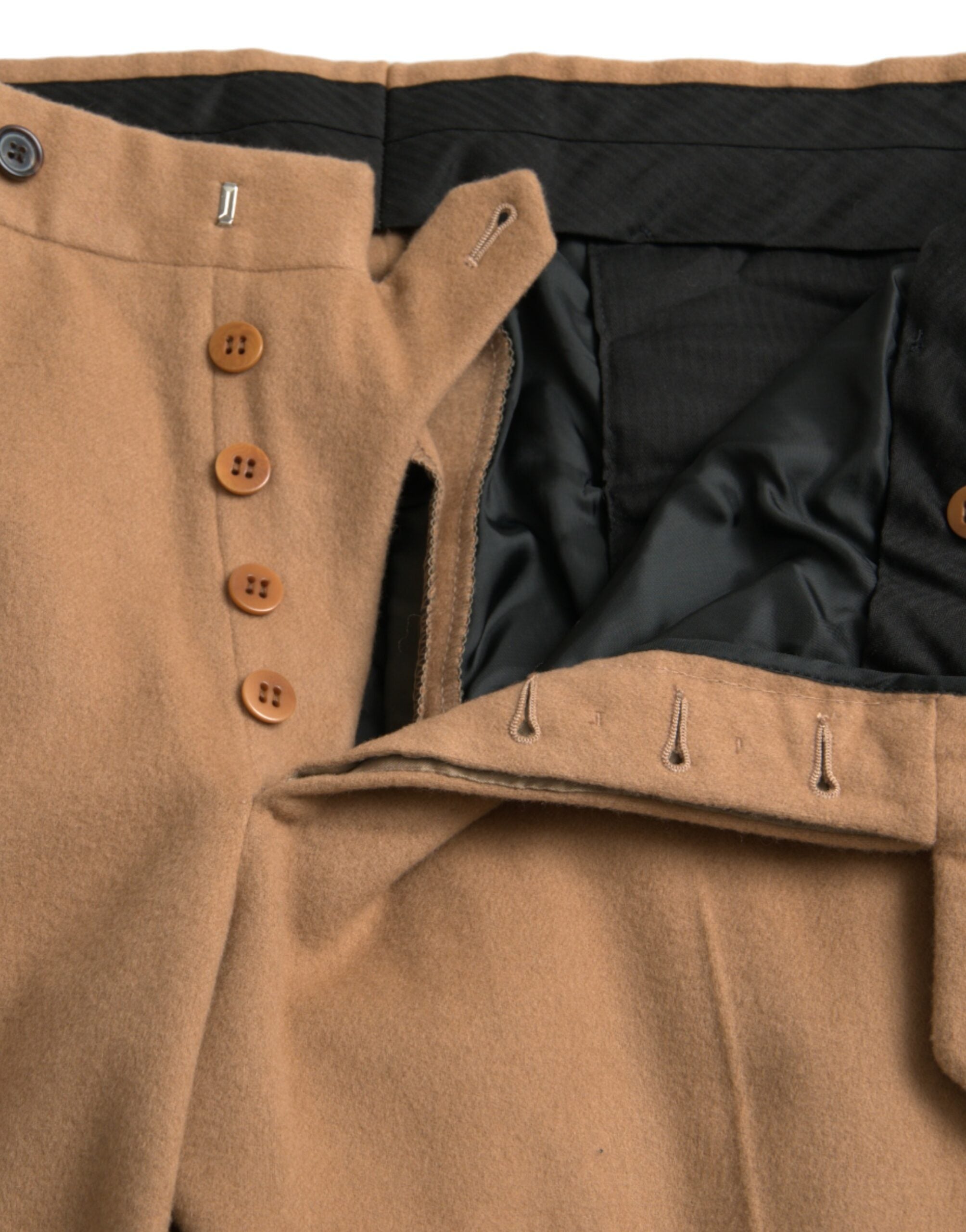 Pantalones de vestir rectos de cachemir beige Prada para hombre
