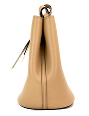 Bolso de mano tipo cubo Burberry Lorne pequeño de piel con cuadros Haymarket en color camello