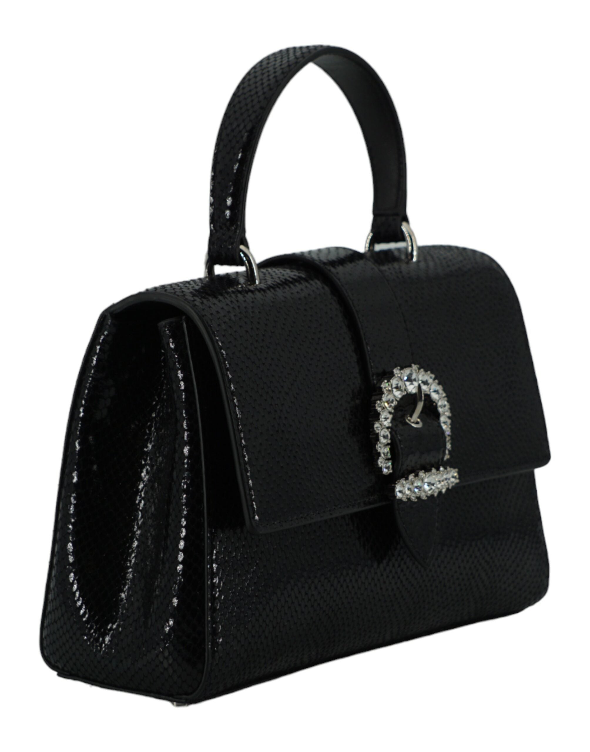 Bolso de hombro con asa superior de cuero negro Jimmy Choo