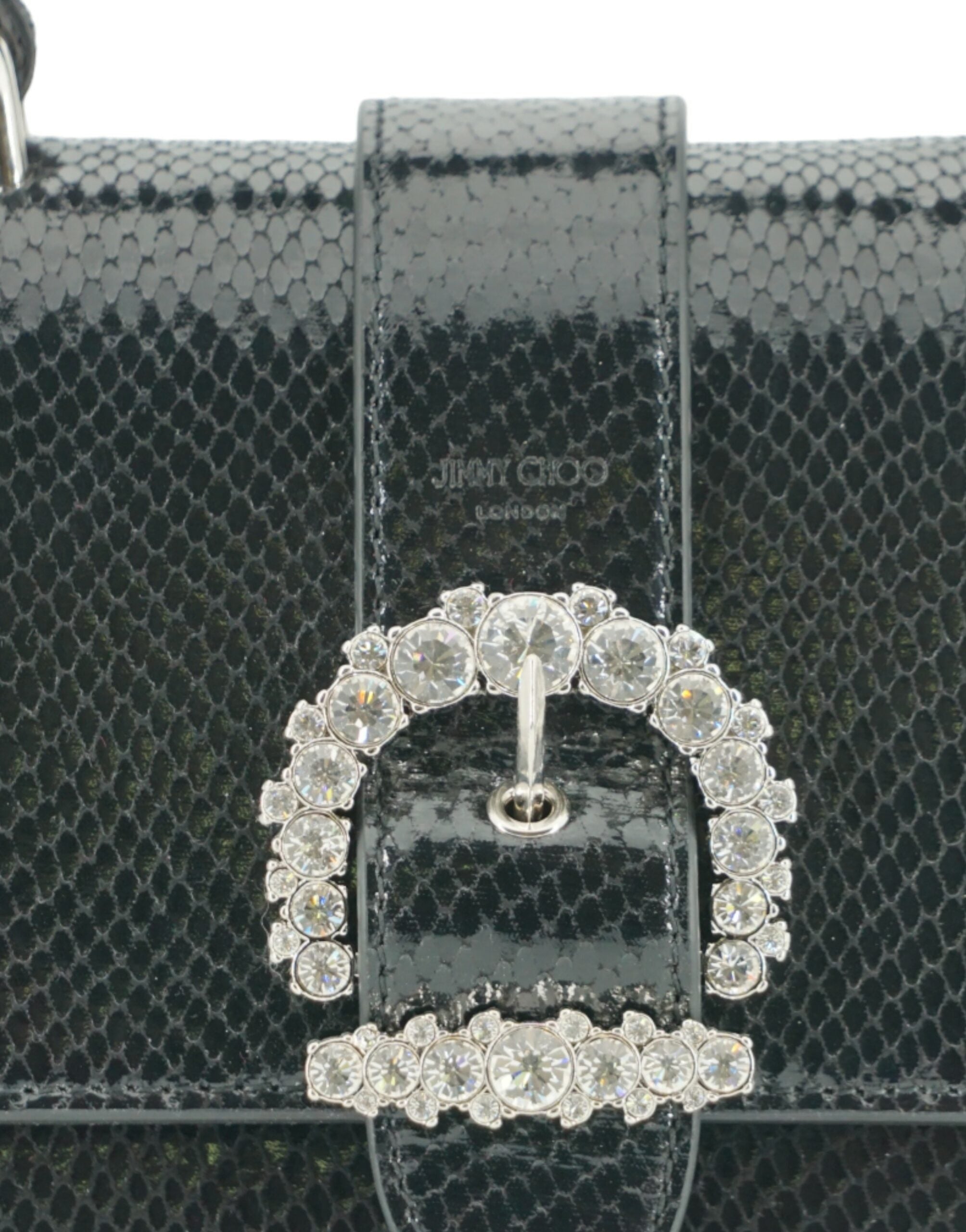 Bolso de hombro con asa superior de cuero negro Jimmy Choo