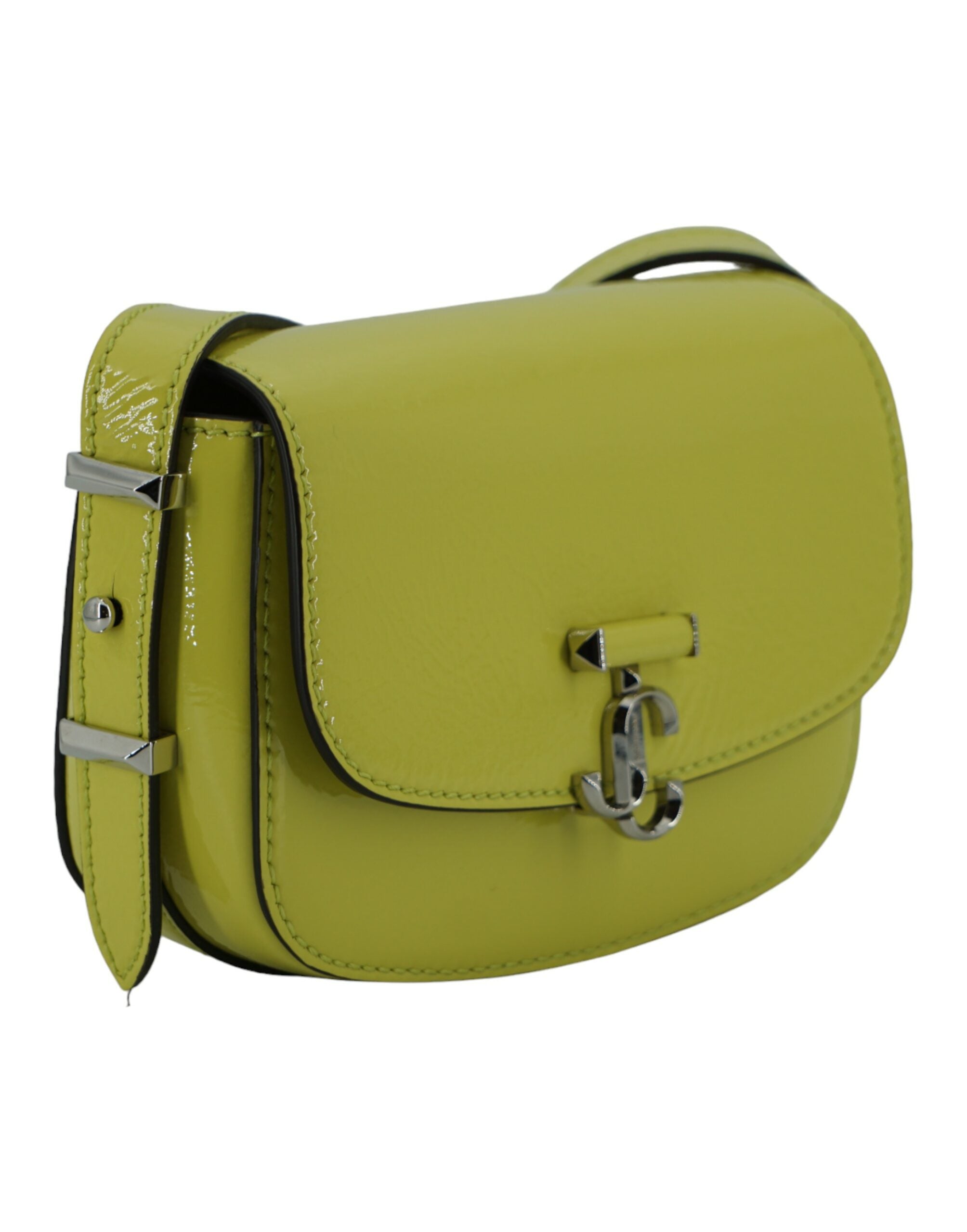 Bolso de hombro pequeño de piel amarillo lima Jimmy Choo