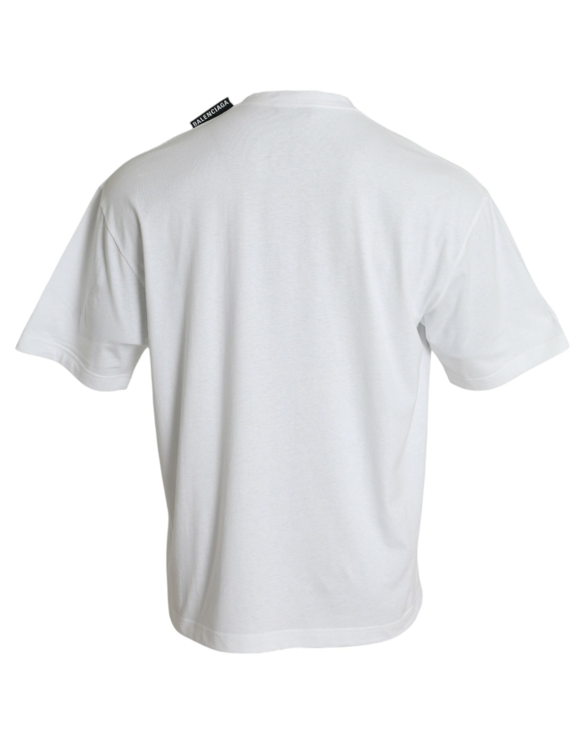 Camiseta de cuello redondo de jersey de algodón blanco roto de Balenciaga