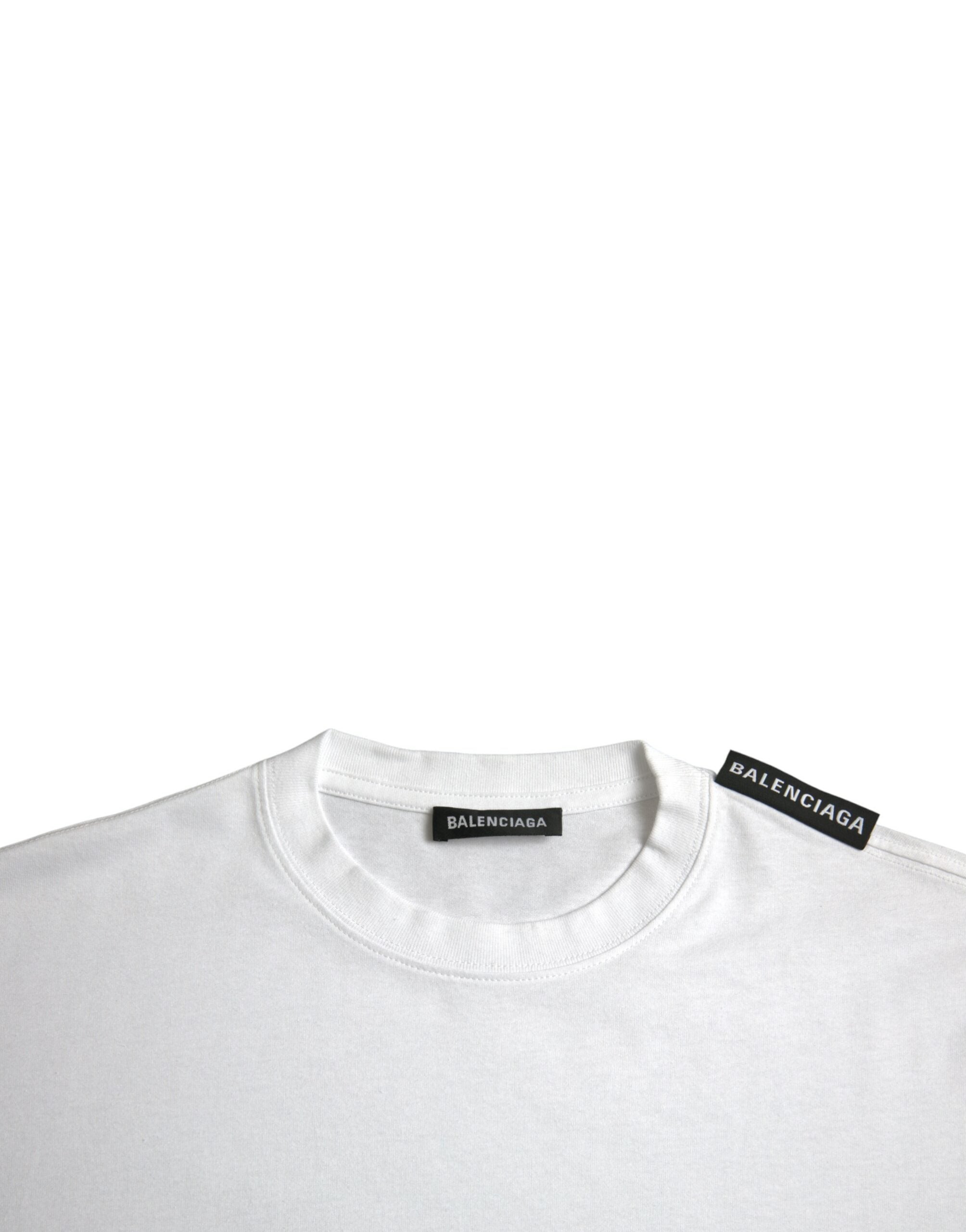 Camiseta de cuello redondo de jersey de algodón blanco roto de Balenciaga