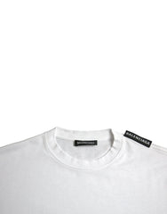 Camiseta de cuello redondo de jersey de algodón blanco roto de Balenciaga