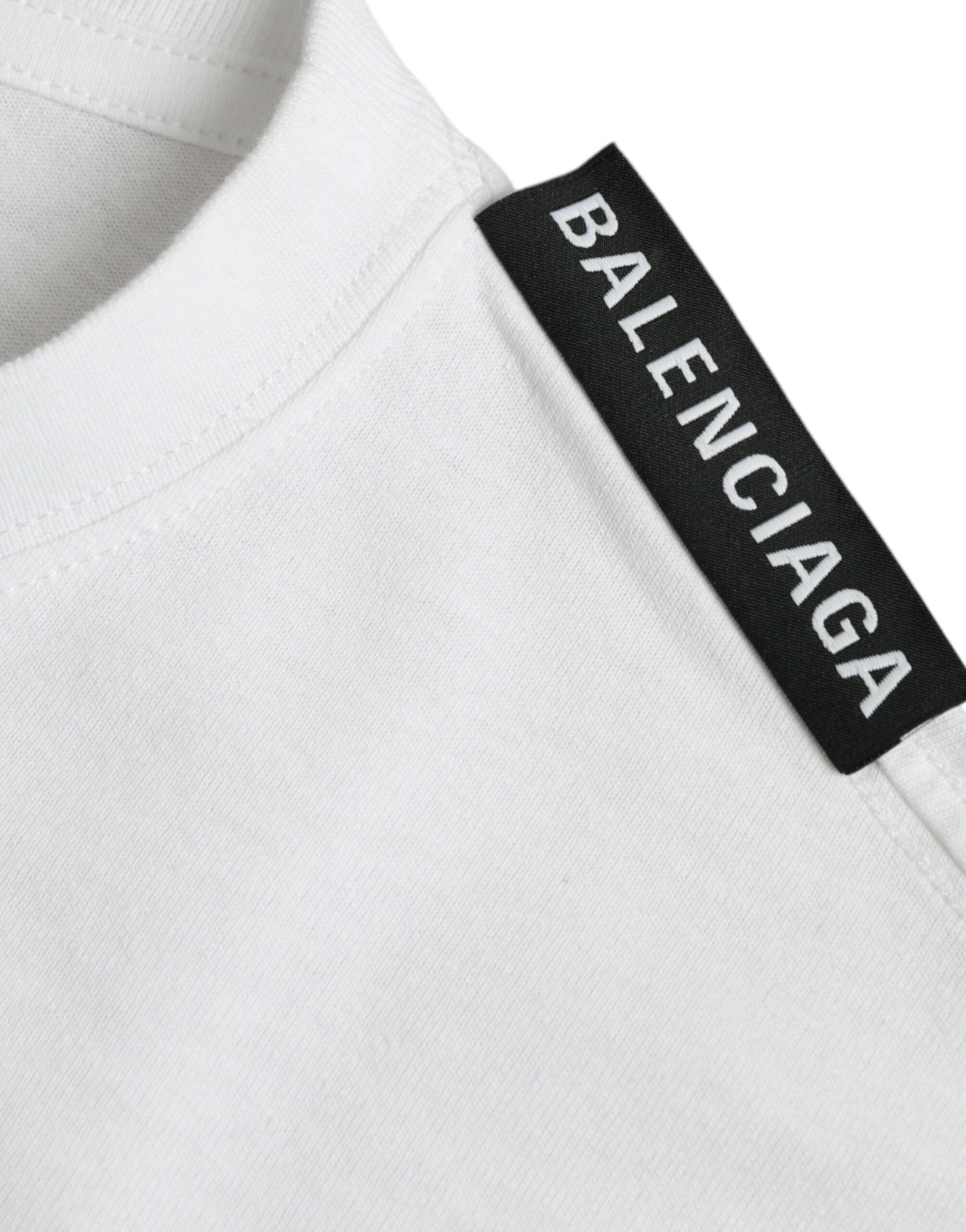 Camiseta de cuello redondo de jersey de algodón blanco roto de Balenciaga