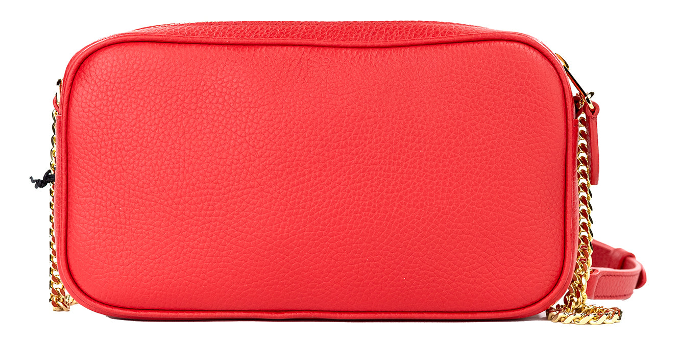 Bolso bandolera alargado pequeño de Burberry con cámara de piel granulada roja