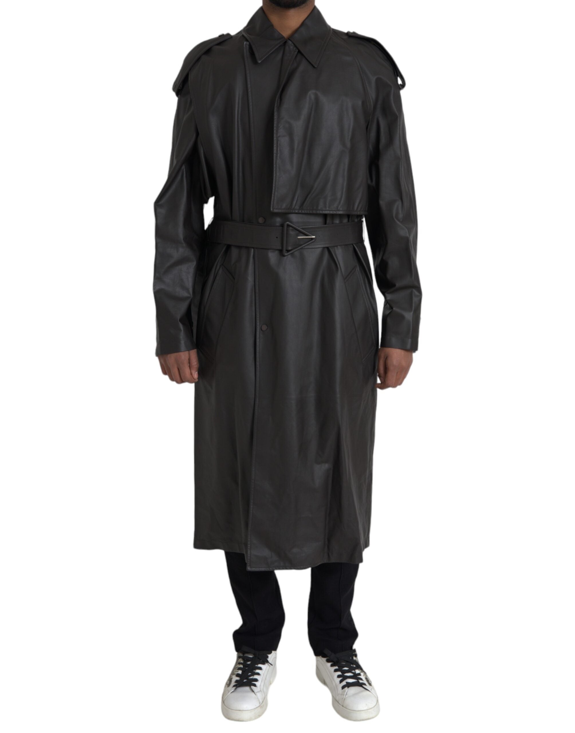 Chaqueta impermeable de cuero negro mate de Bottega Veneta