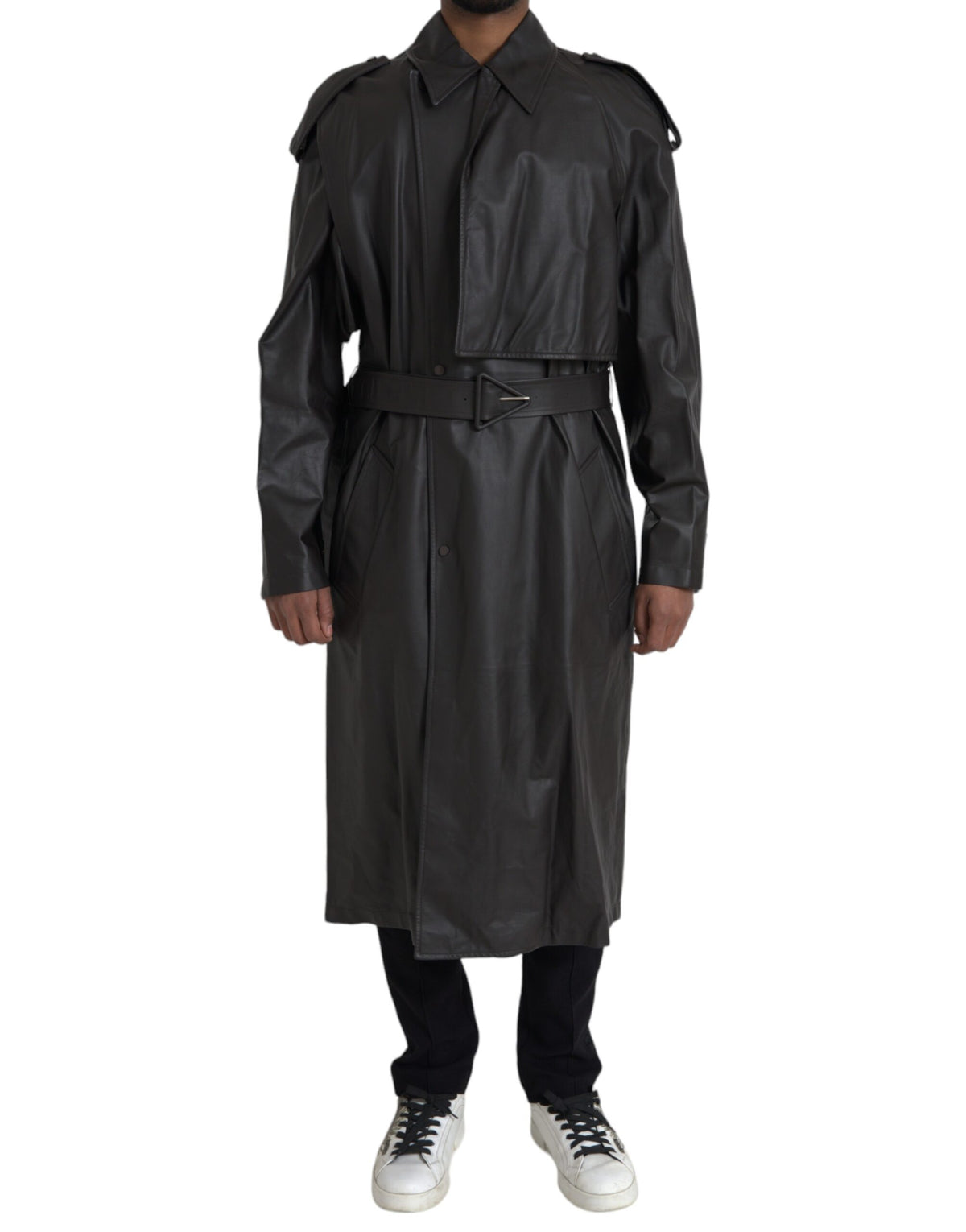 Chaqueta impermeable de cuero negro mate de Bottega Veneta