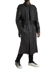 Chaqueta impermeable de cuero negro mate de Bottega Veneta