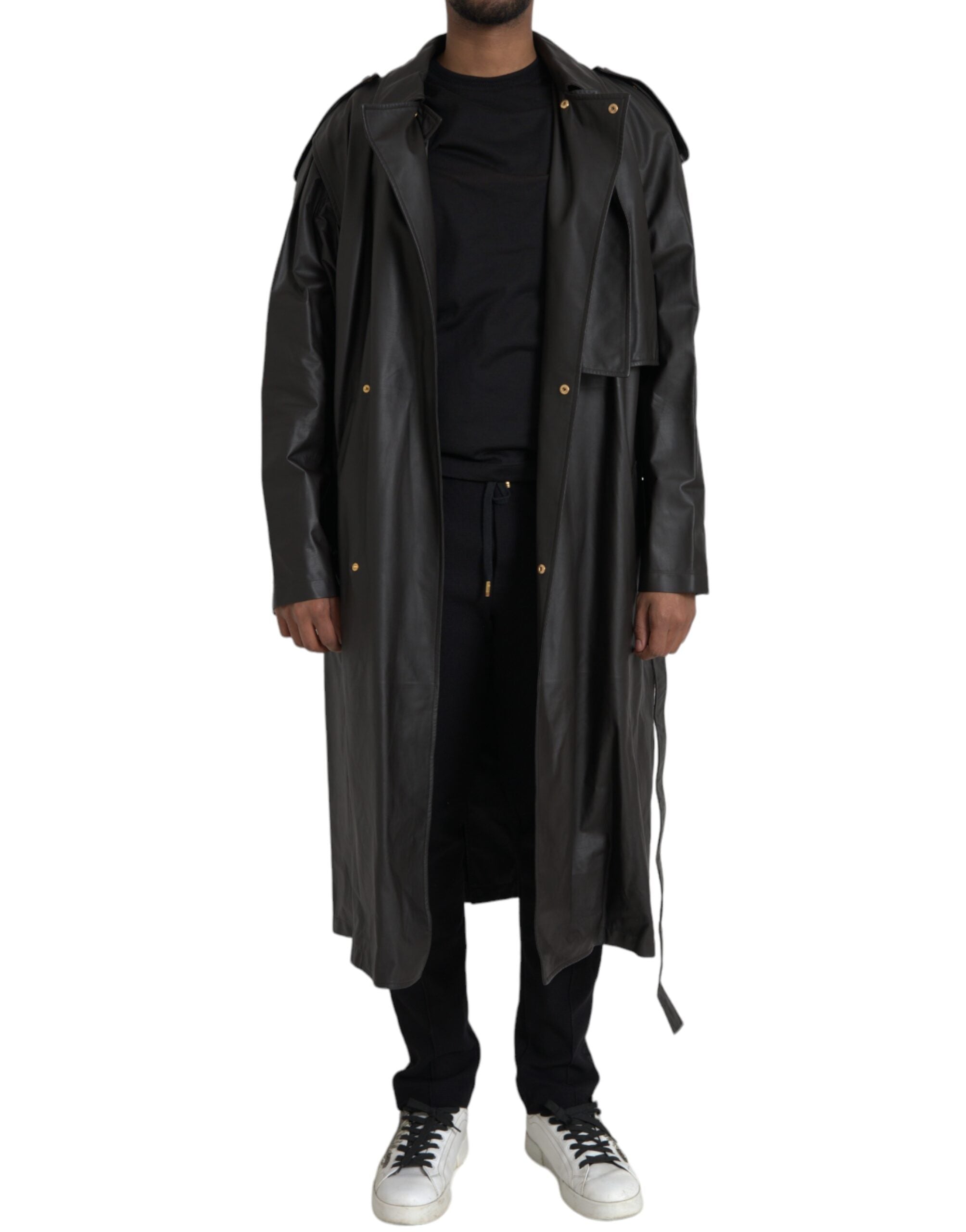 Chaqueta impermeable de cuero negro mate de Bottega Veneta