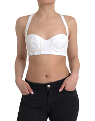 Top corto sin mangas con corpiño de viscosa blanca de Versace