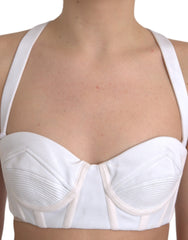 Top corto sin mangas con corpiño de viscosa blanca de Versace