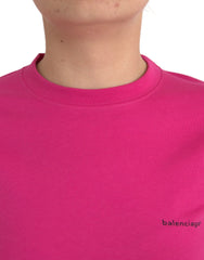 Camiseta de algodón rosa de Balenciaga con cuello redondo y manga corta