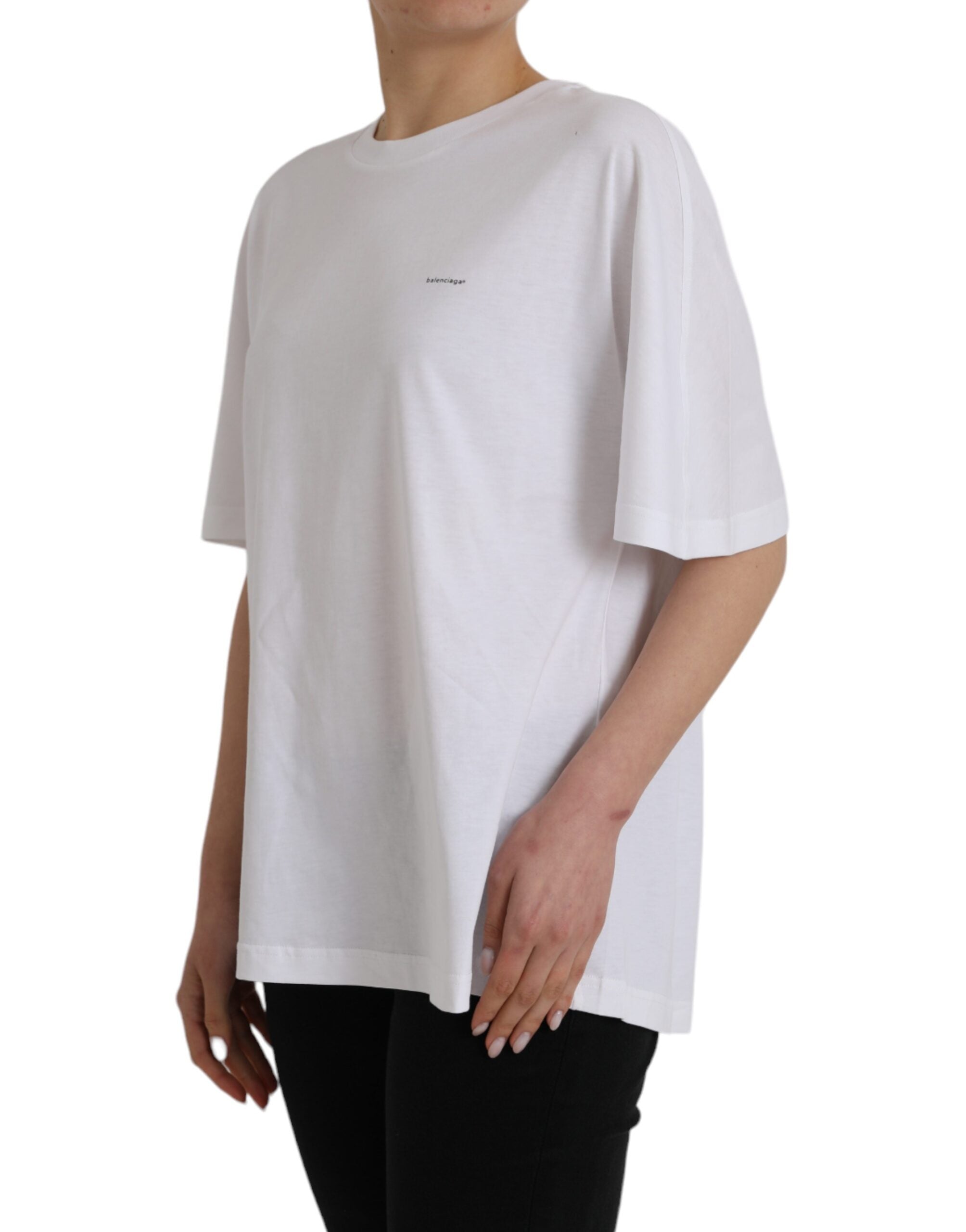 Camiseta de algodón blanca de Balenciaga con cuello redondo y manga corta