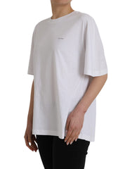 Camiseta de algodón blanca de Balenciaga con cuello redondo y manga corta