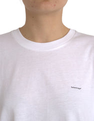 Camiseta de algodón blanca de Balenciaga con cuello redondo y manga corta