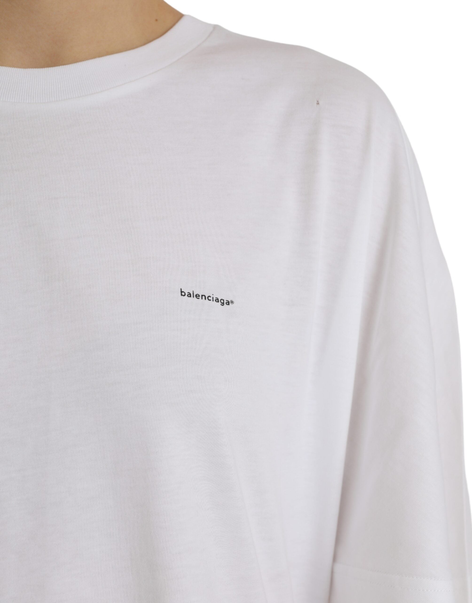 Camiseta de algodón blanca de Balenciaga con cuello redondo y manga corta