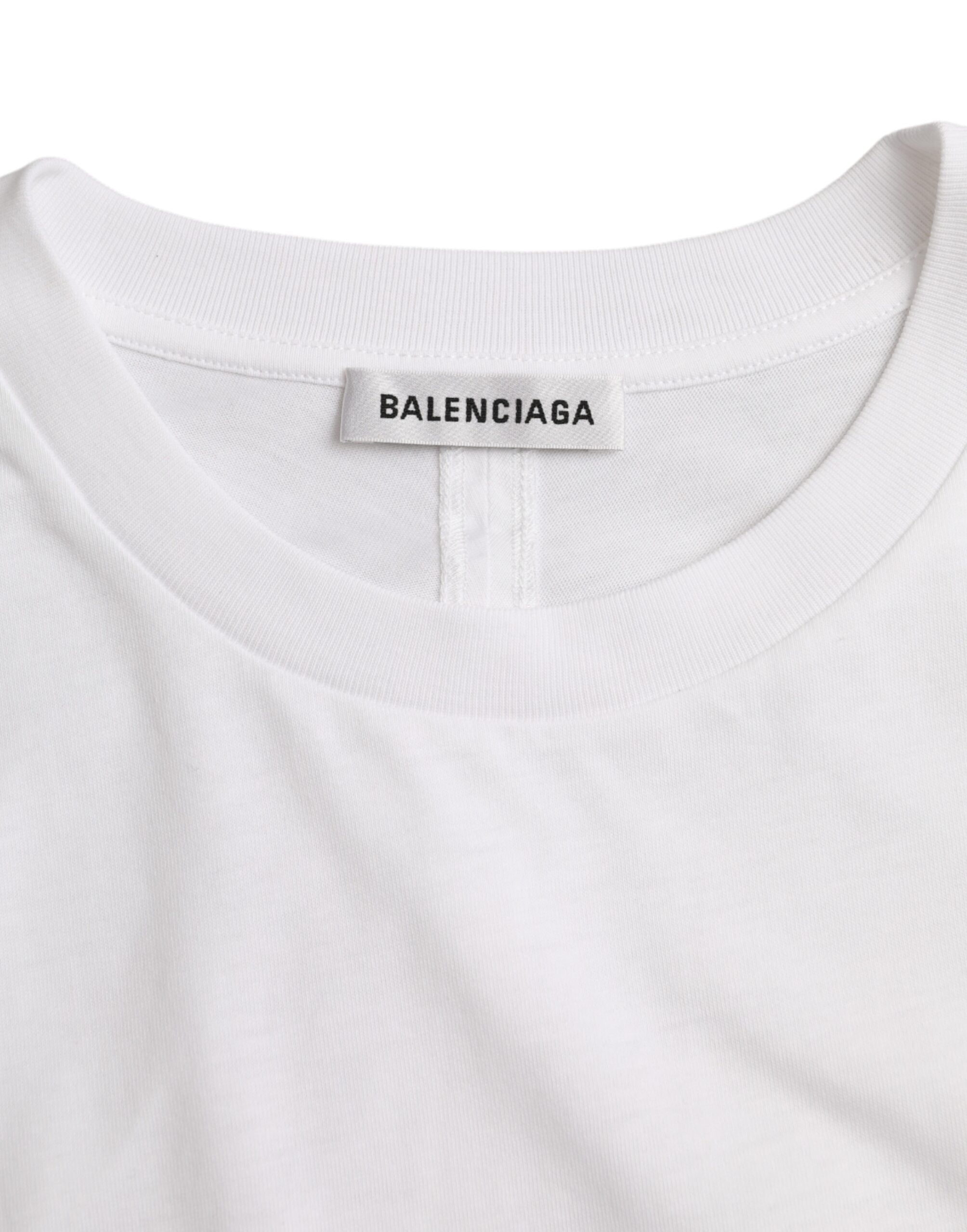 Camiseta de algodón blanca de Balenciaga con cuello redondo y manga corta