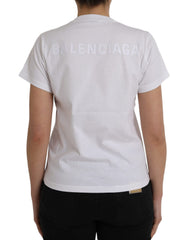 Camiseta de algodón blanca de Balenciaga con cuello redondo y manga corta