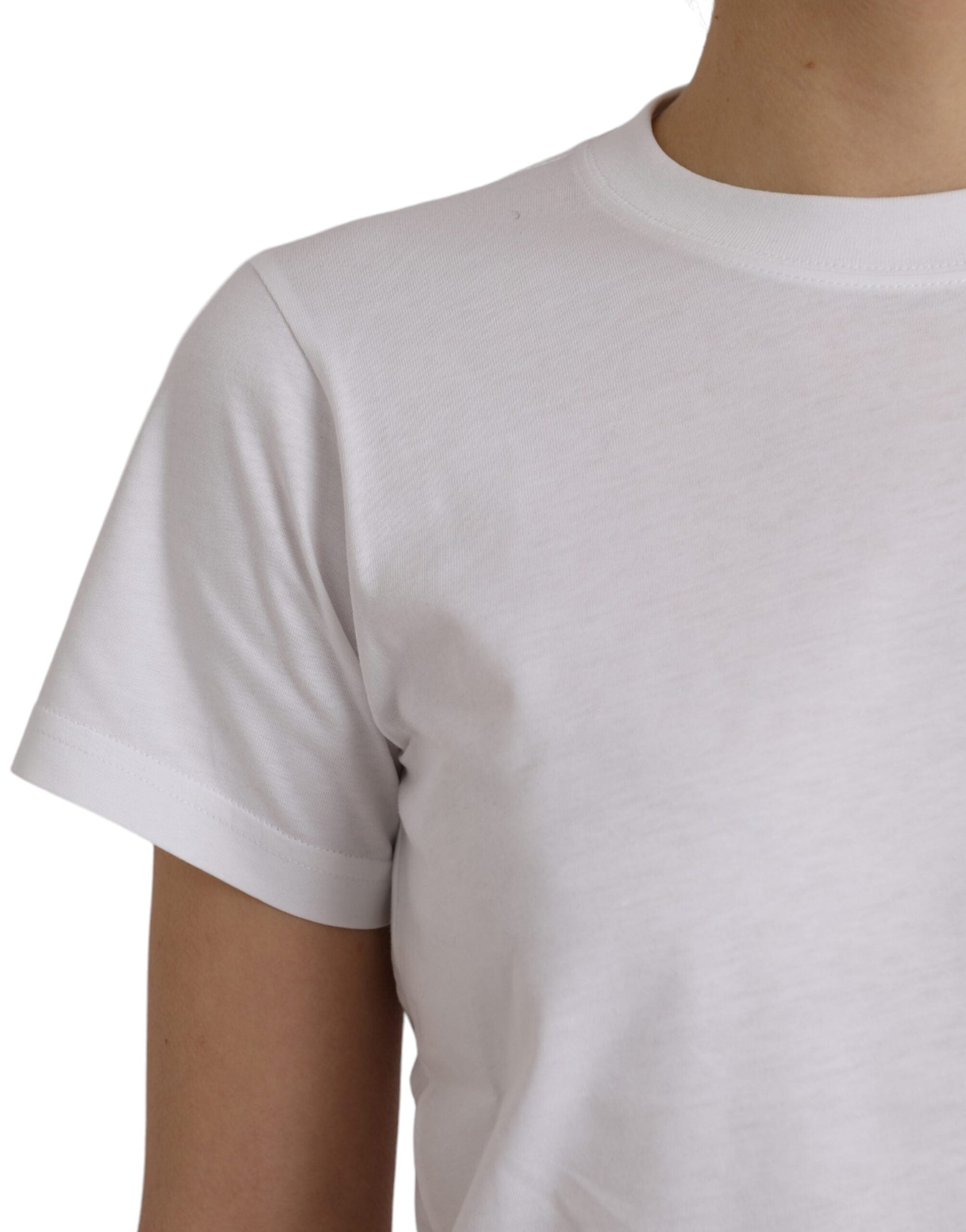 Camiseta de algodón blanca de Balenciaga con cuello redondo y manga corta