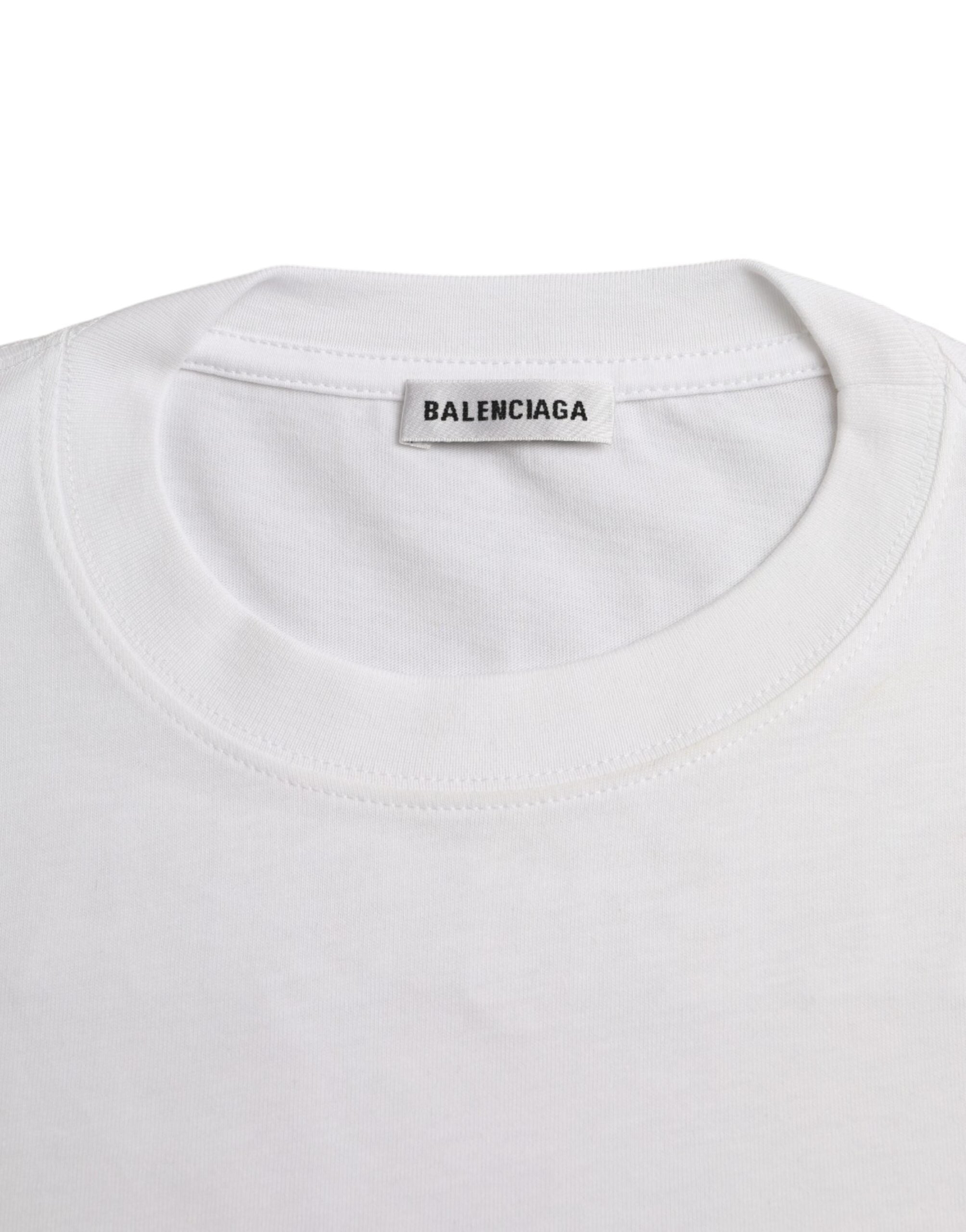 Camiseta de algodón blanca de Balenciaga con cuello redondo y manga corta