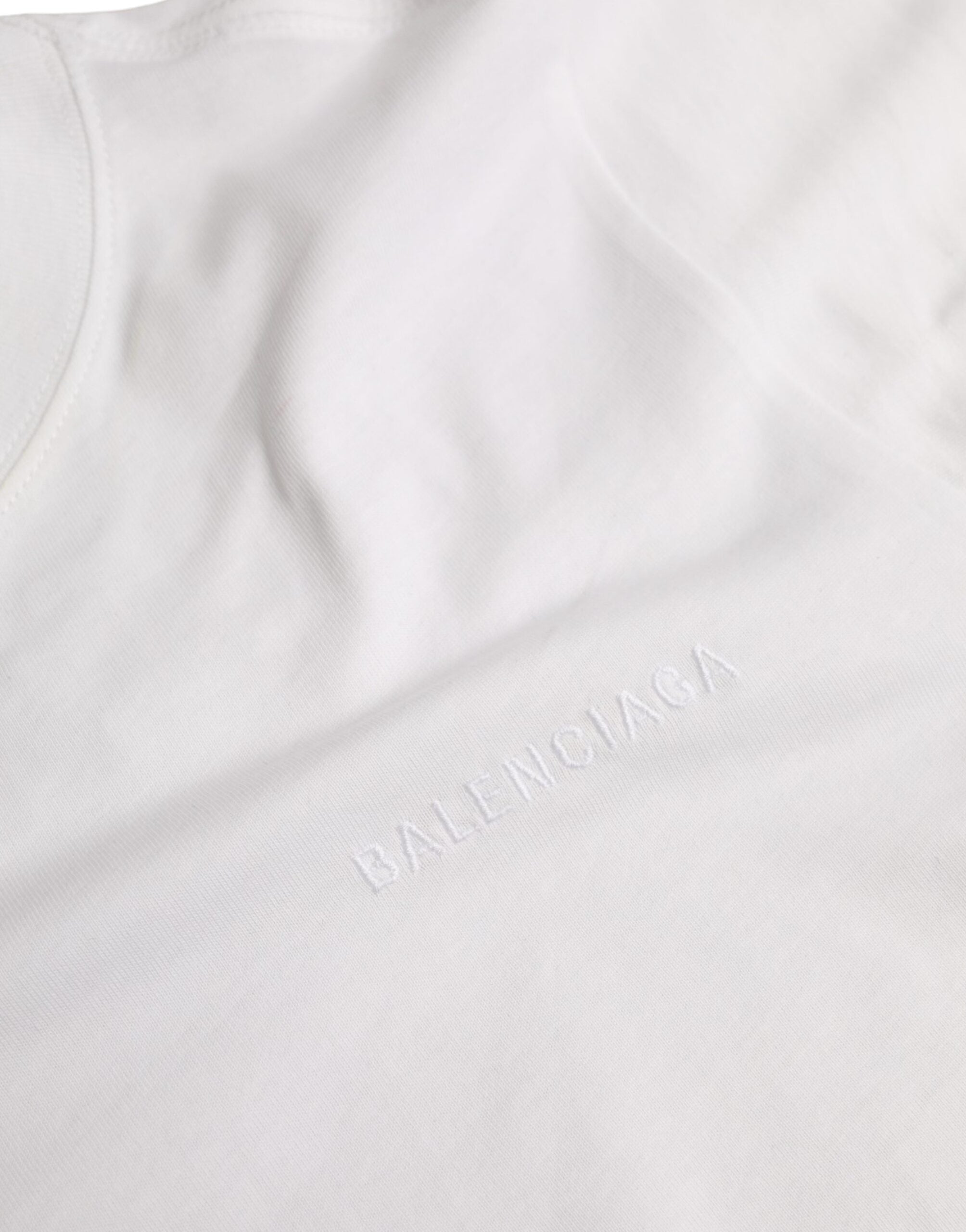 Camiseta de algodón blanca de Balenciaga con cuello redondo y manga corta