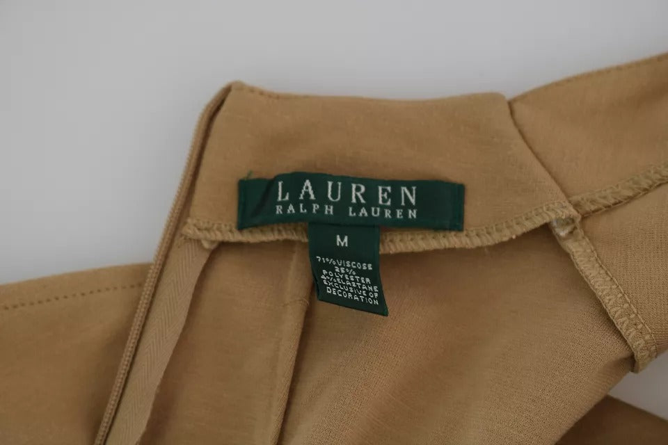 Vestido de viscosa hasta la rodilla con escote en V de Ralph Lauren Brown