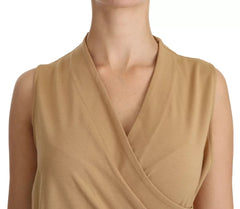 Vestido de viscosa hasta la rodilla con escote en V de Ralph Lauren Brown