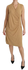 Vestido de viscosa hasta la rodilla con escote en V de Ralph Lauren Brown