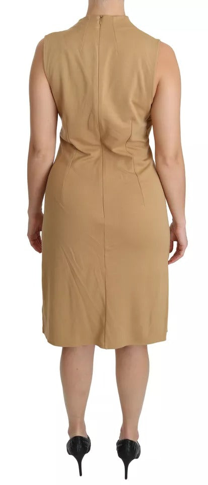 Vestido de viscosa hasta la rodilla con escote en V de Ralph Lauren Brown