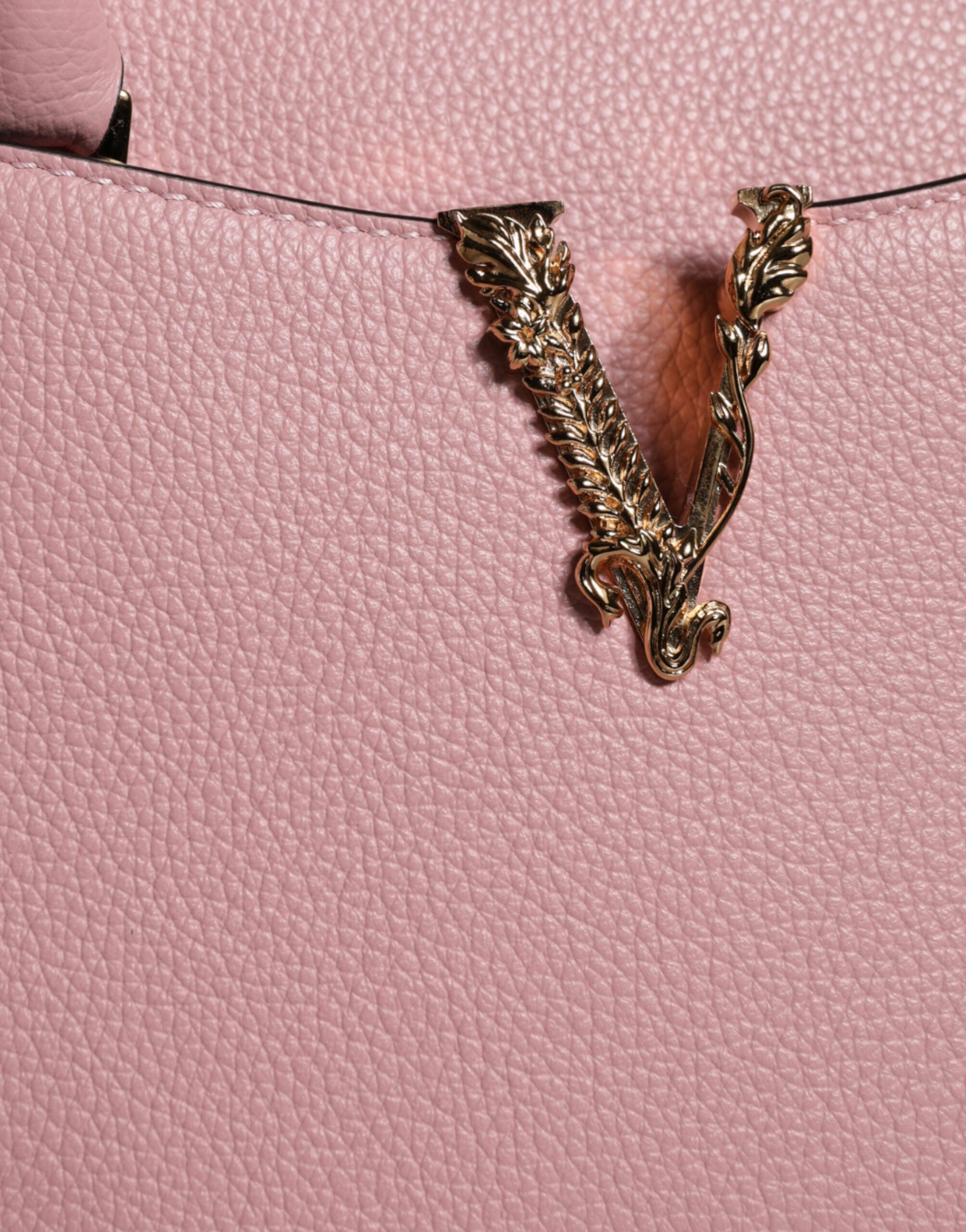 Bolso bandolera Versace rosa pequeño con asa superior de piel de becerro granulada