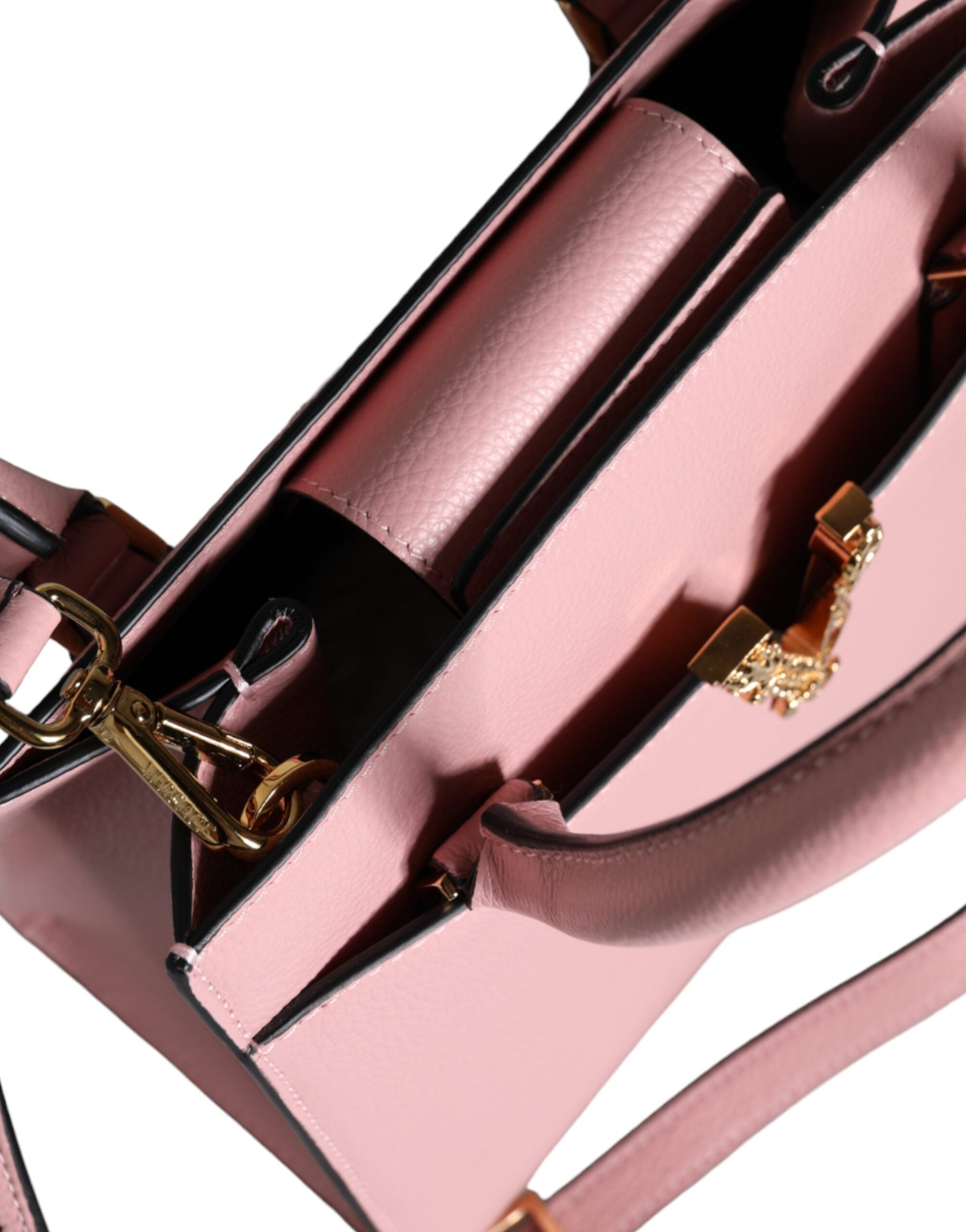 Bolso bandolera Versace rosa pequeño con asa superior de piel de becerro granulada