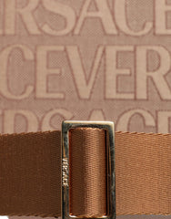 Bolso tote bandolera Versace de piel jacquard con asa superior en marrón y logotipo