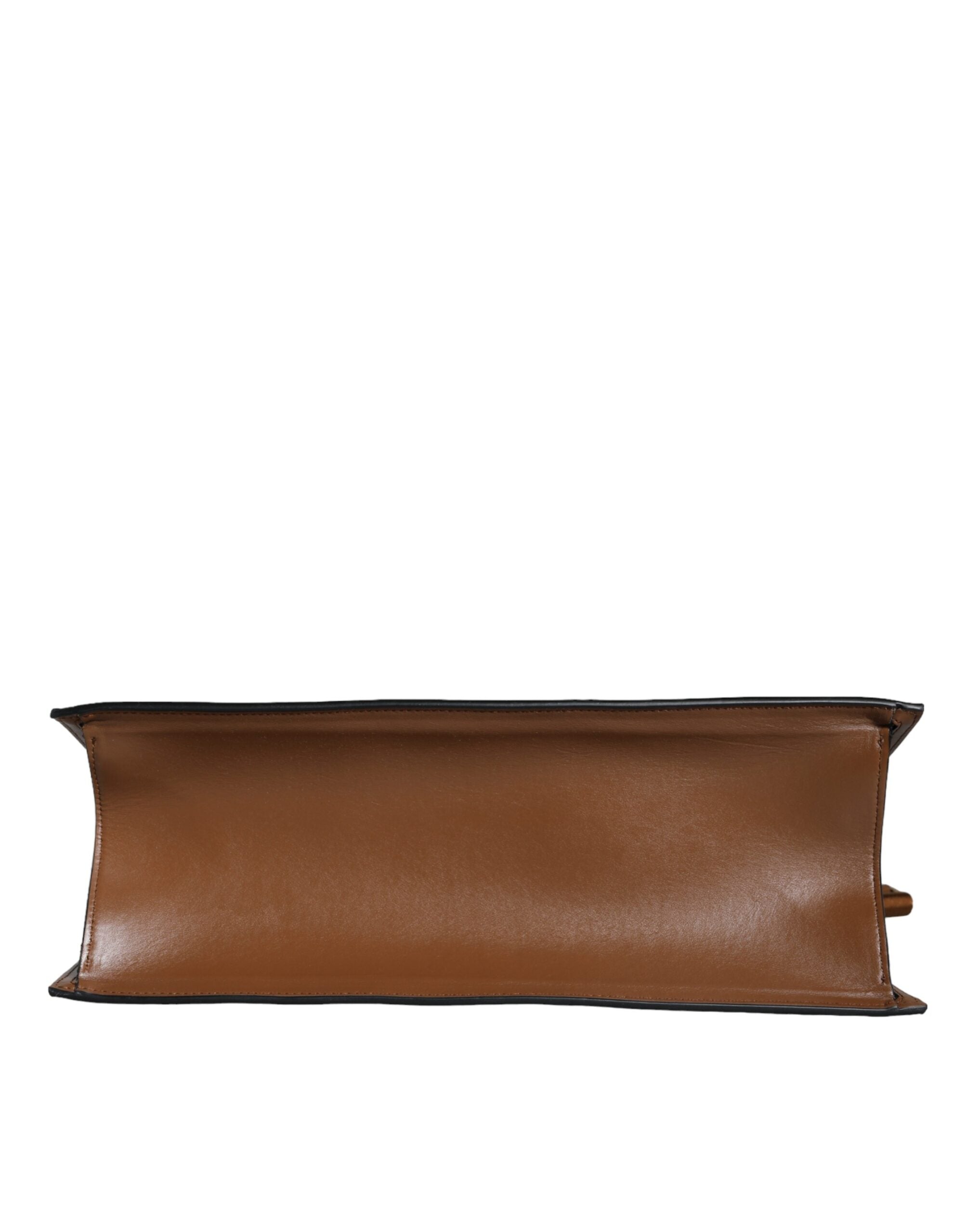 Bolso tote bandolera Versace de piel jacquard con asa superior en marrón y logotipo