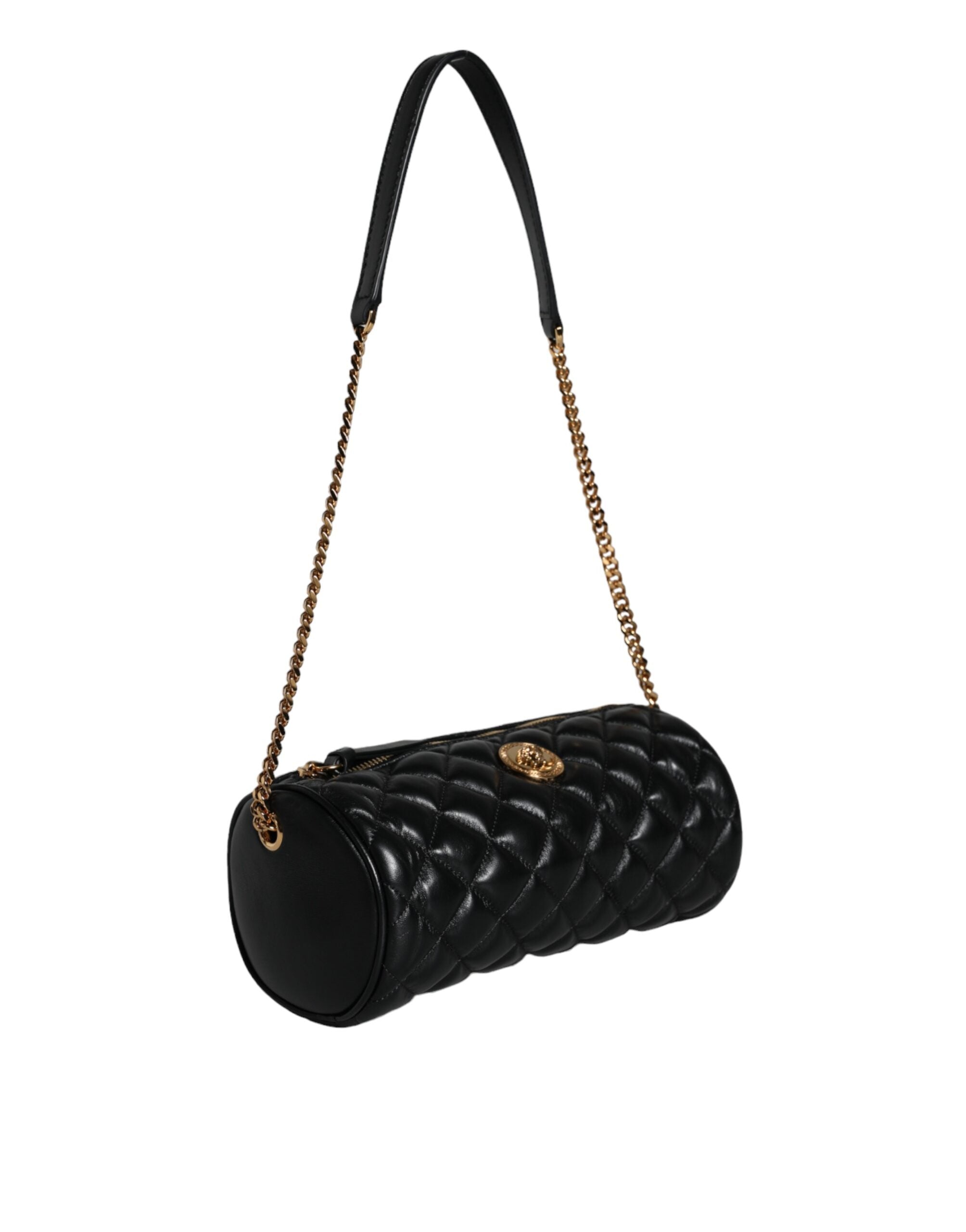 Bolso bandolera Versace mini de piel de cordero acolchada en negro