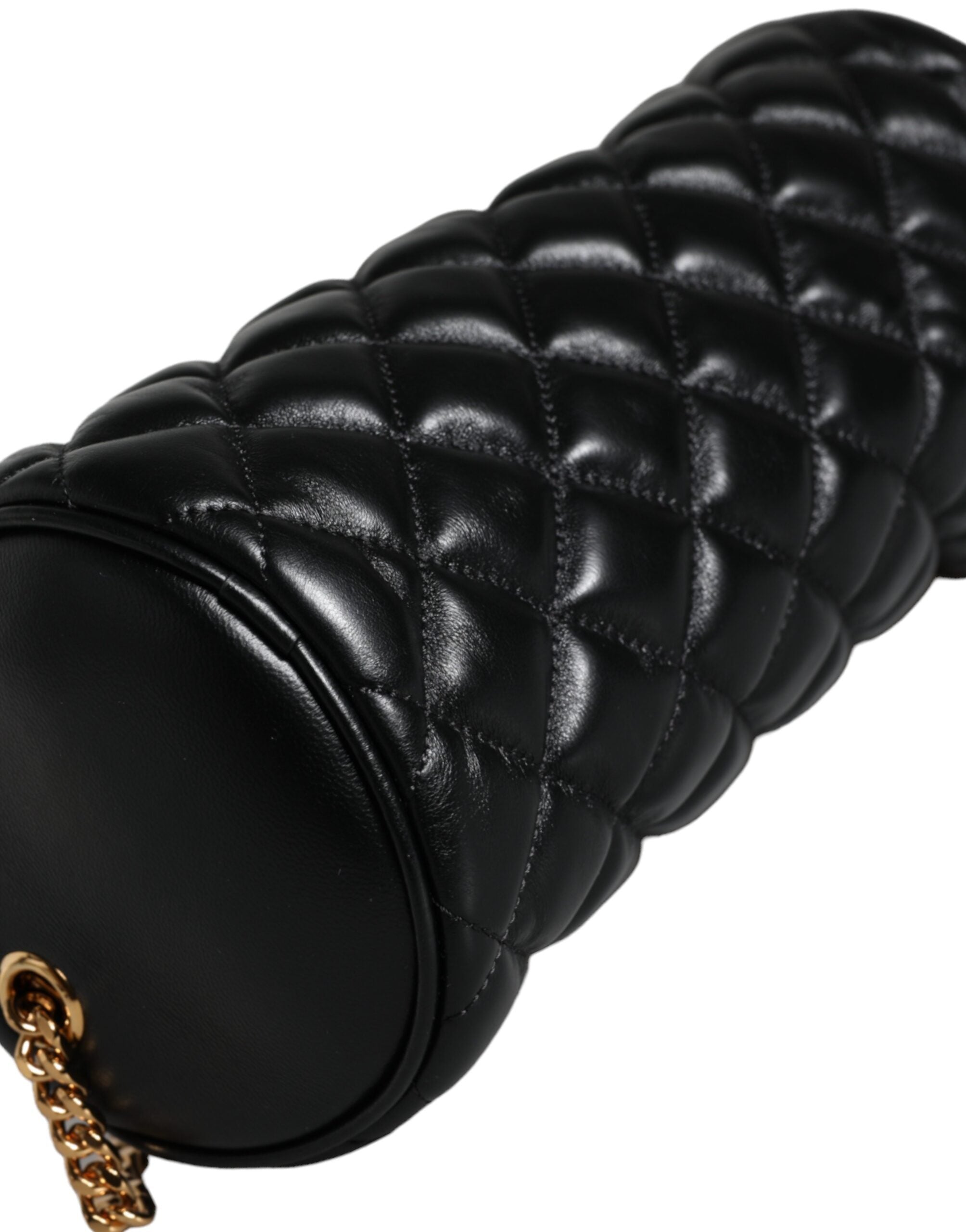 Bolso bandolera Versace mini de piel de cordero acolchada en negro